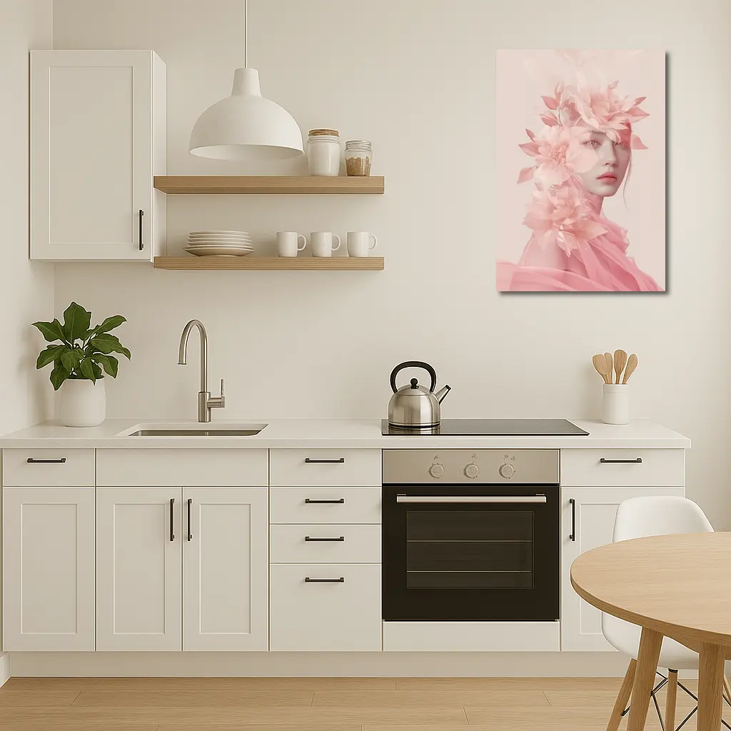 Pink Floral Woman Portrait Soft Dreamy – Wall Art