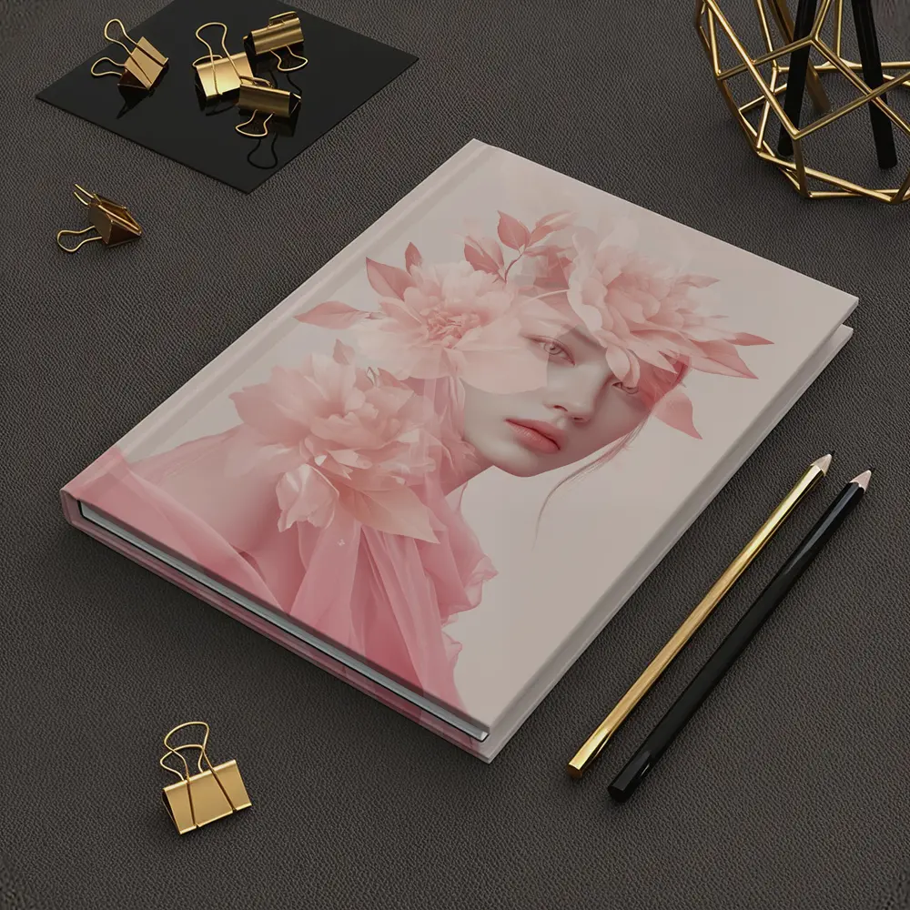 Pink Floral Woman Portrait Soft Dreamy – Notebooks