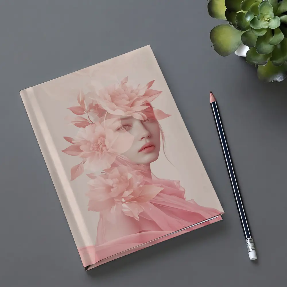 Pink Floral Woman Portrait Soft Dreamy – Notebooks