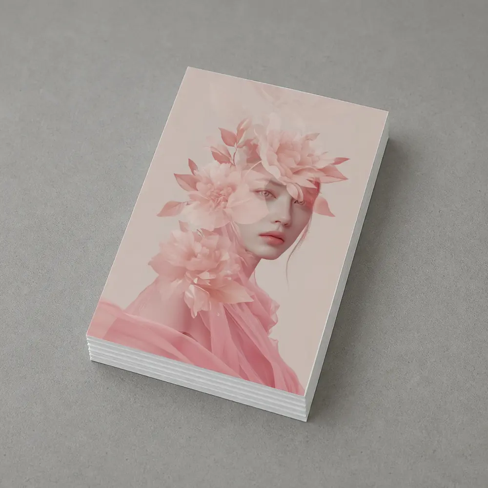 Pink Floral Woman Portrait Soft Dreamy – Postcards