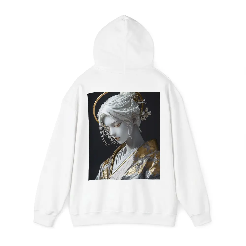 White Gold Geisha Figure Dark Background – Hoodies
