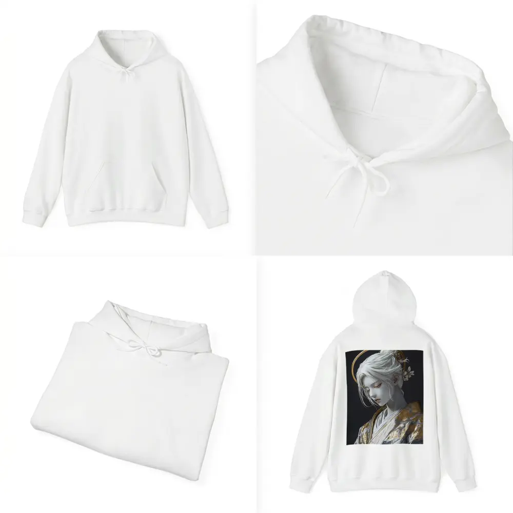 White Gold Geisha Figure Dark Background – Hoodies