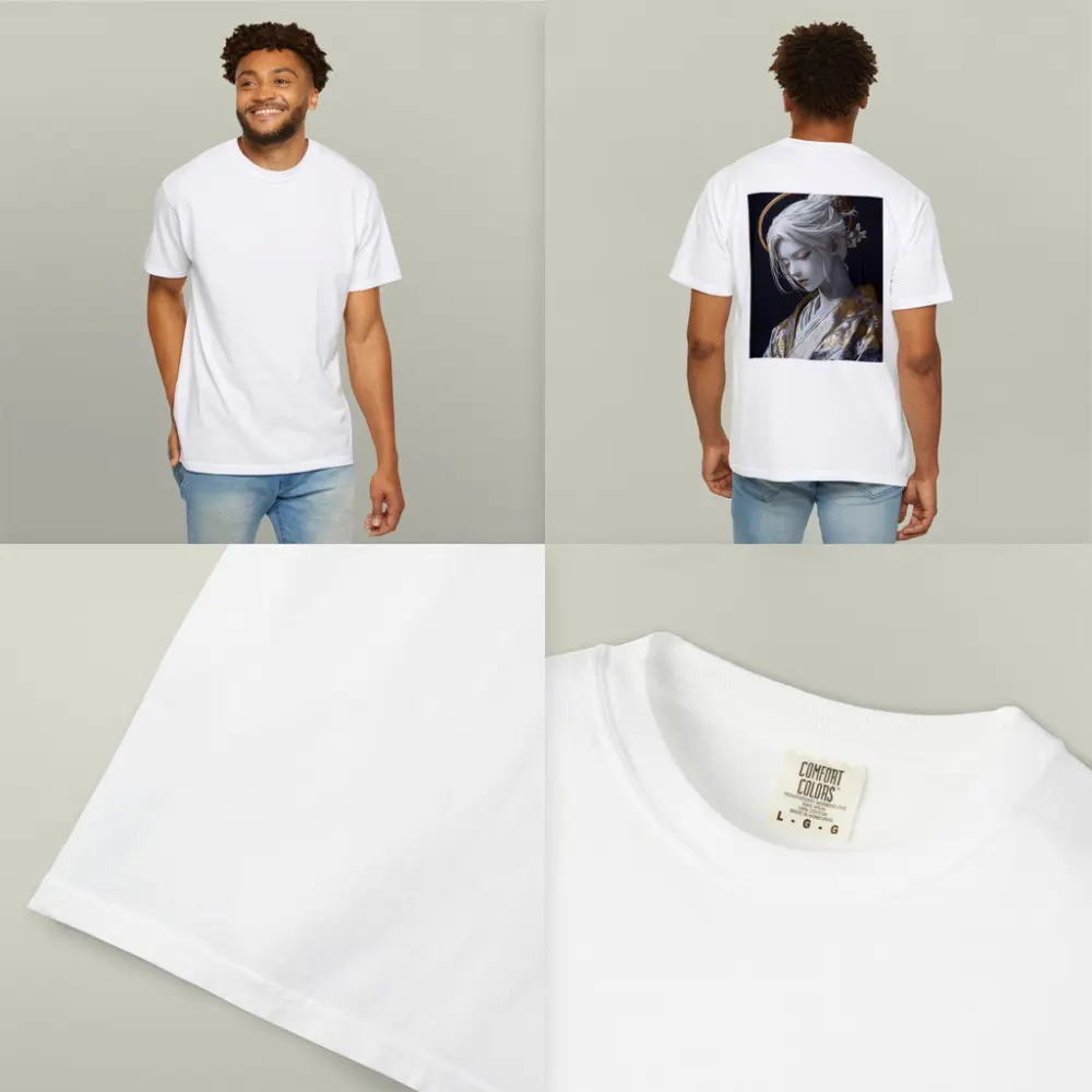 White Gold Geisha Figure Dark Background – T-Shirts