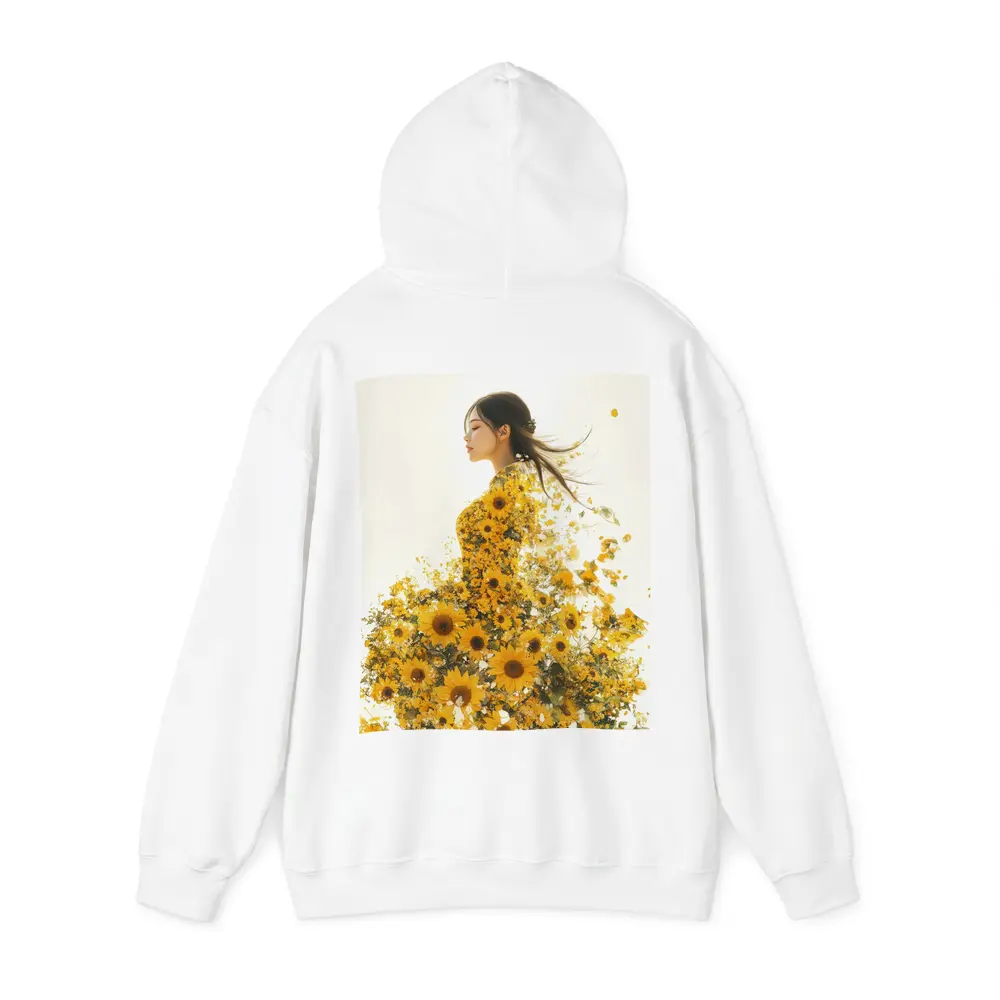 Woman Silhouette Blooming Sunflowers White Background – Hoodies