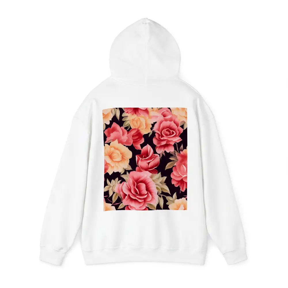Pink Peach Roses Floral Pattern Dark Background – Hoodies