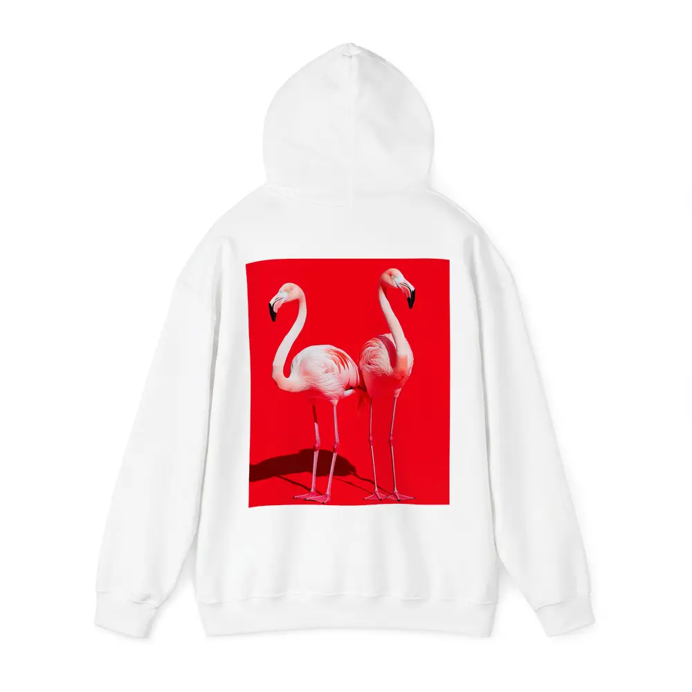 Two Pink Flamingos On Red Background – Hoodies