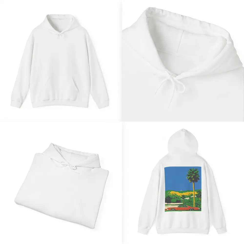 Retro Classic Car Palm Tree California Scene – Hoodies