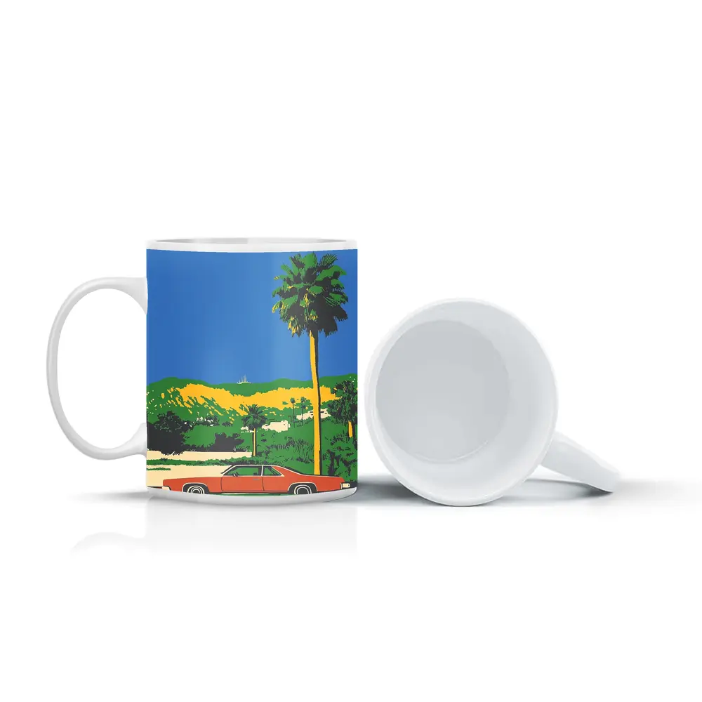 Retro Classic Car Palm Tree California Scene – Mugs