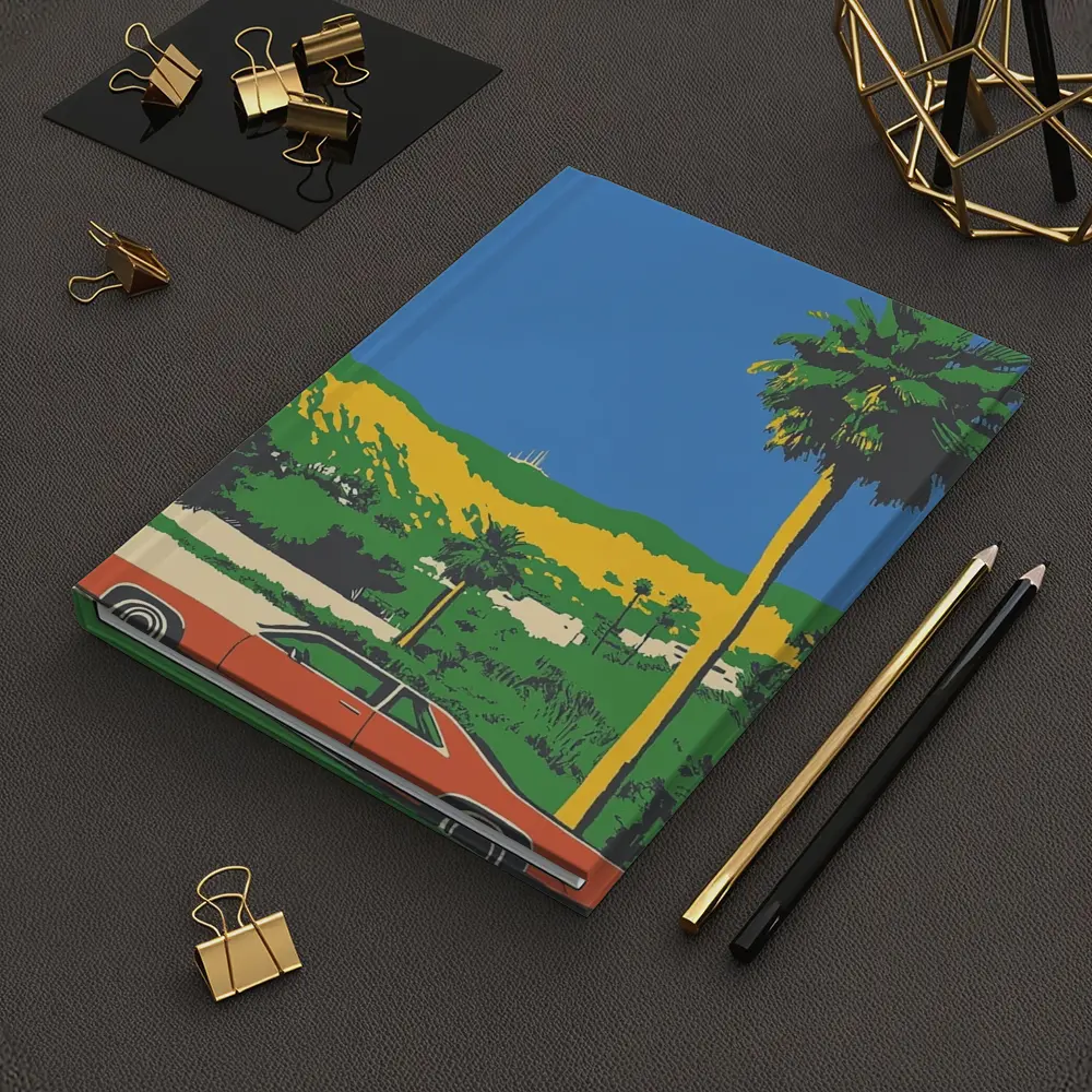 Retro Classic Car Palm Tree California Scene – Notebooks