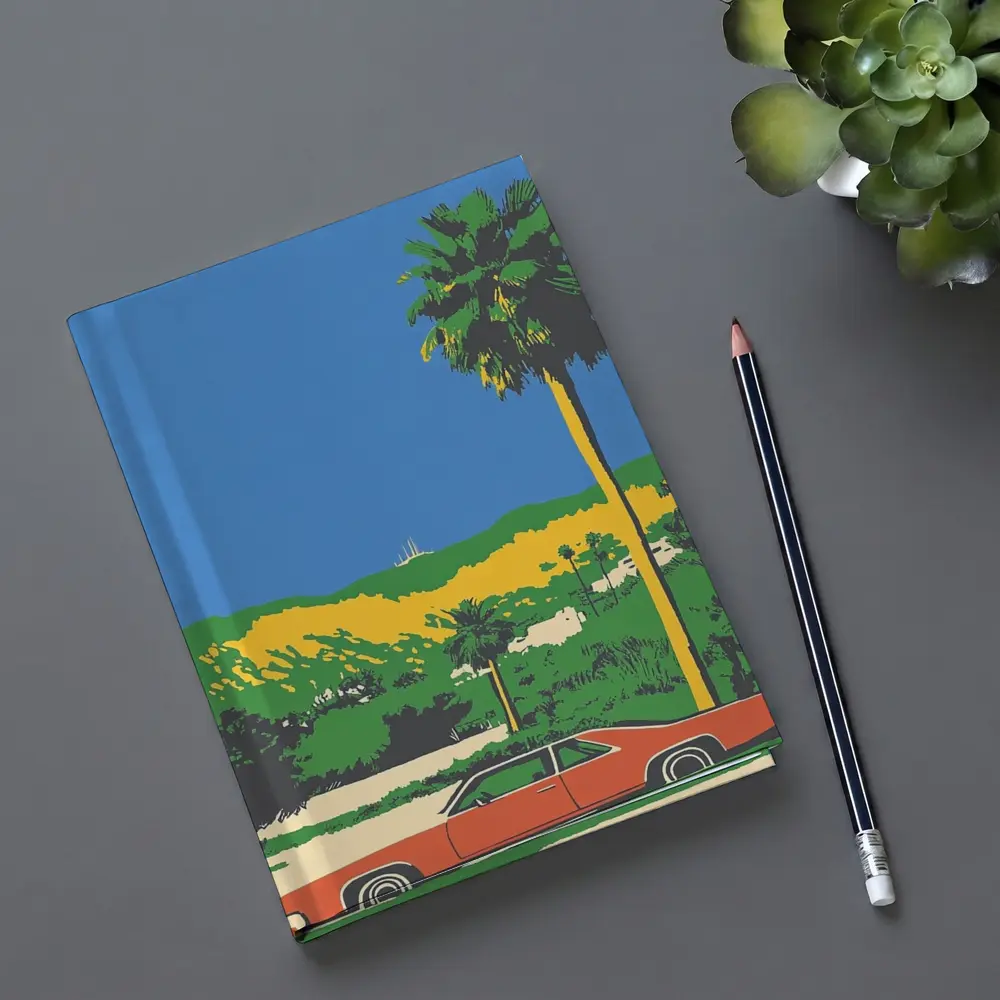 Retro Classic Car Palm Tree California Scene – Notebooks
