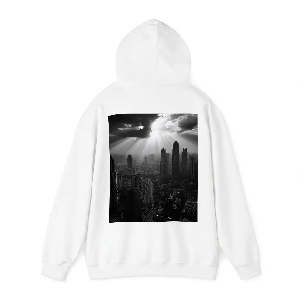 Black and White City Skyline Sun Rays – Hoodies