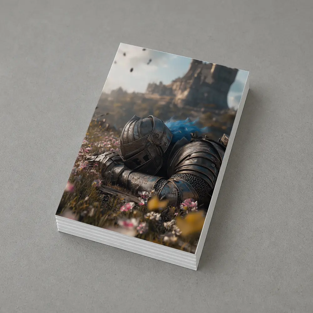 Fallen Knight Armor Castle Wildflowers Field – Postcards