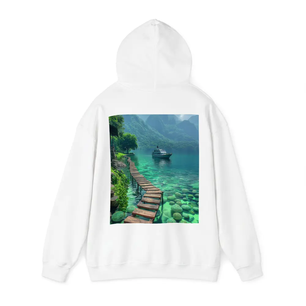 Turquoise Lake Wooden Dock Mountain Yacht – Hoodies