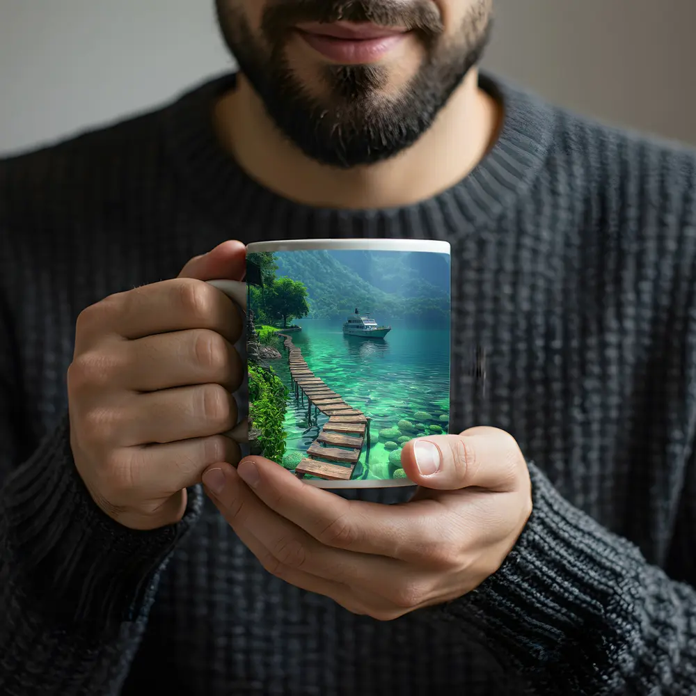Turquoise Lake Wooden Dock Mountain Yacht – Mugs