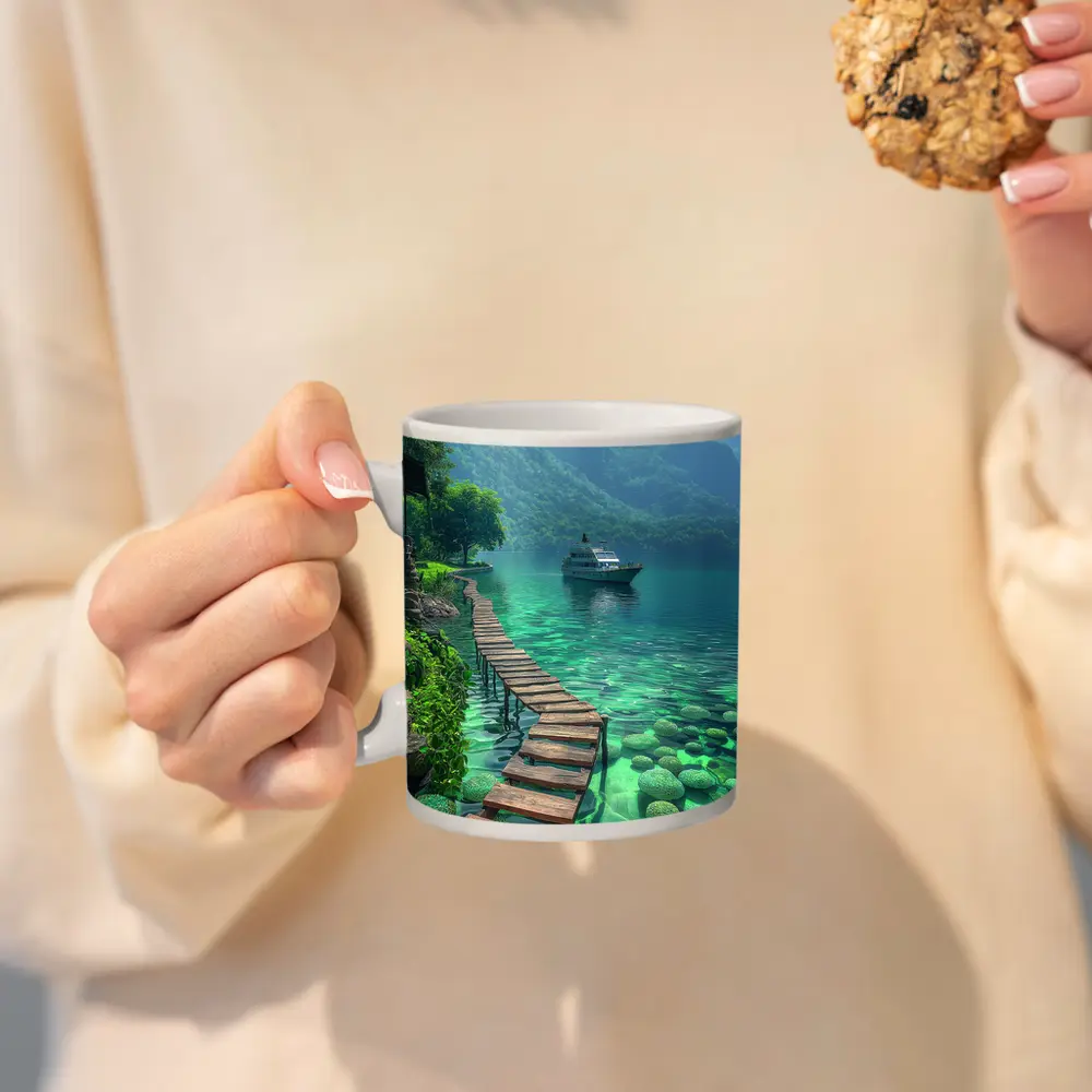 Turquoise Lake Wooden Dock Mountain Yacht – Mugs
