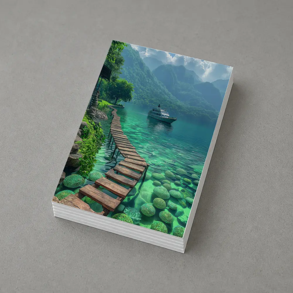 Turquoise Lake Wooden Dock Mountain Yacht – Postcards