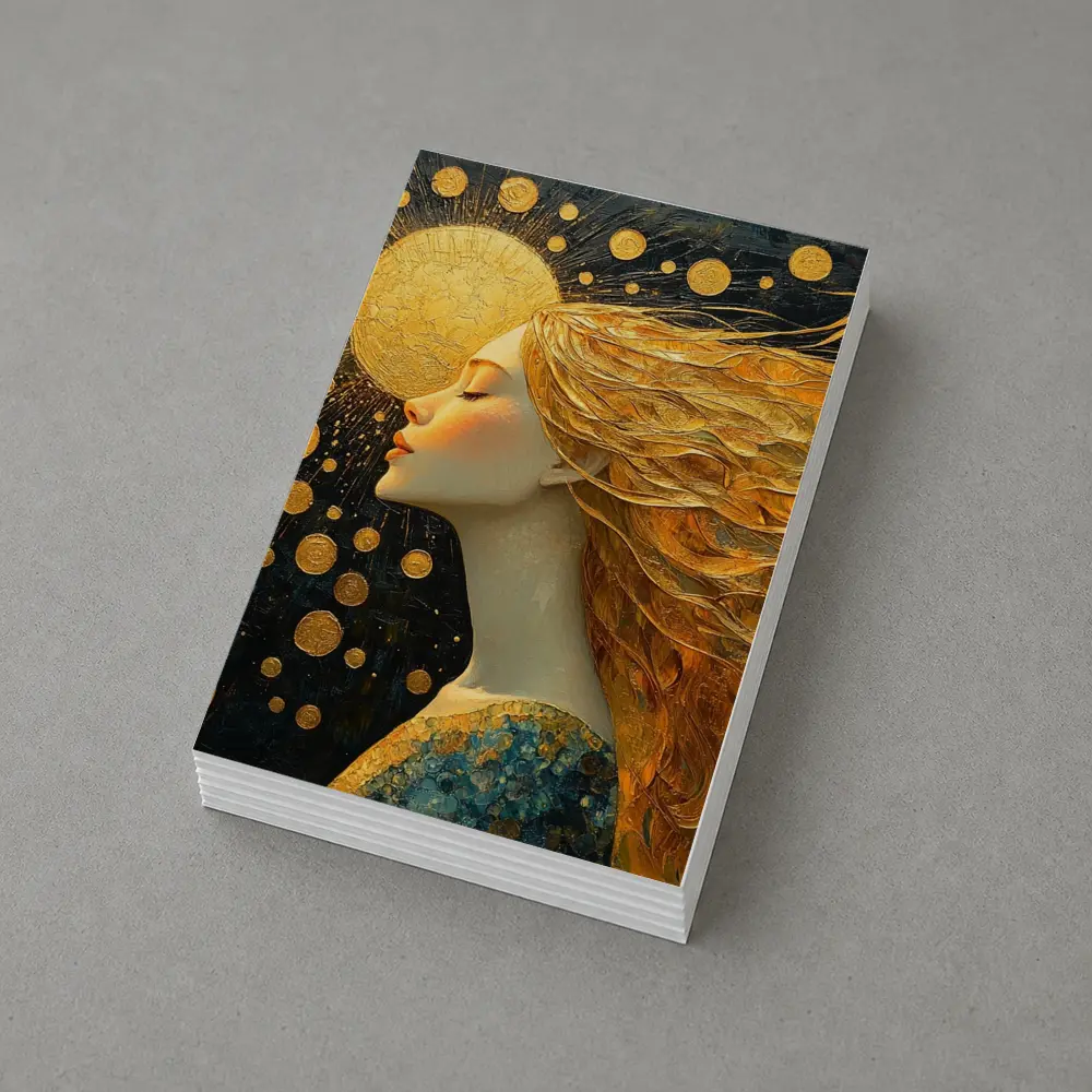 Golden Sun Woman Dark Abstract Art – Postcards