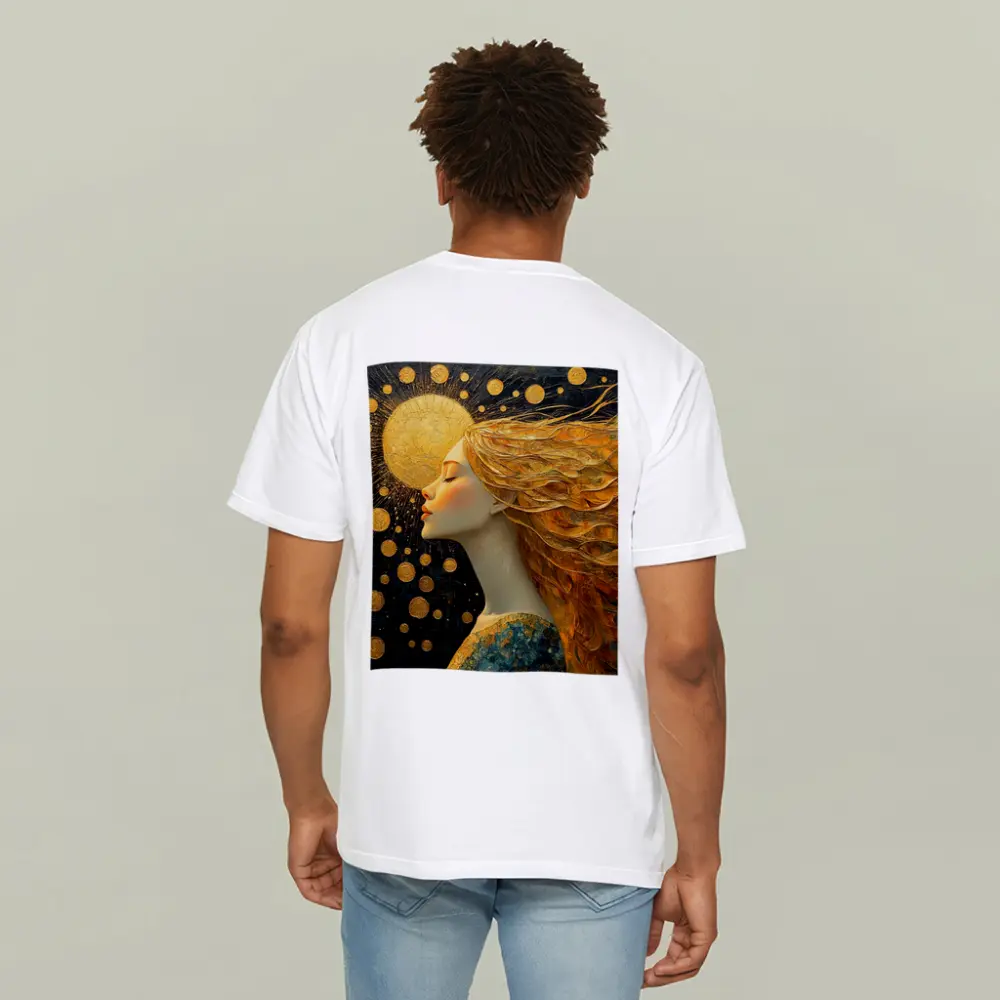 Golden Sun Woman Dark Abstract Art – T-Shirts