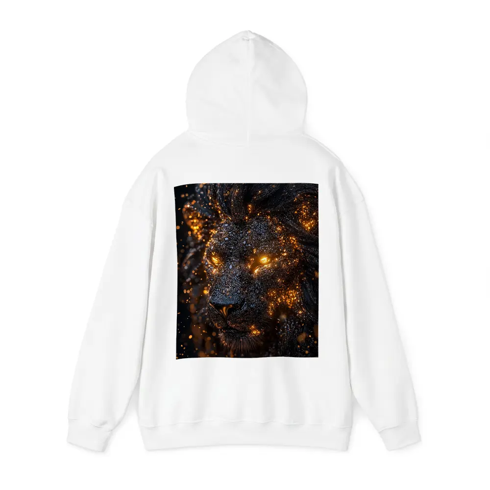 Black Lion Glowing Golden Eyes Dark Background – Hoodies