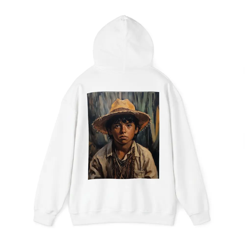 Young Boy Oil Painting Portrait Straw Hat – Hoodies