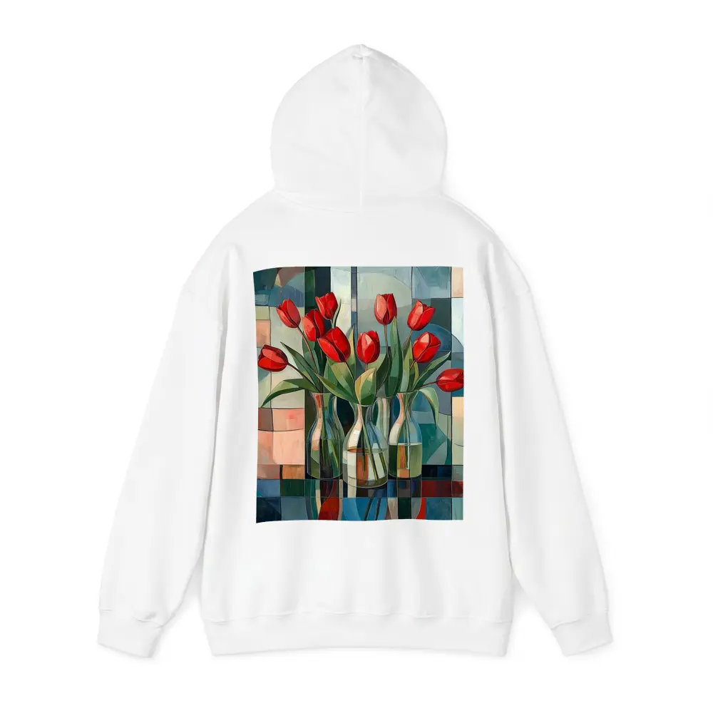 Red Tulips Glass Vases Cubist Style – Hoodies