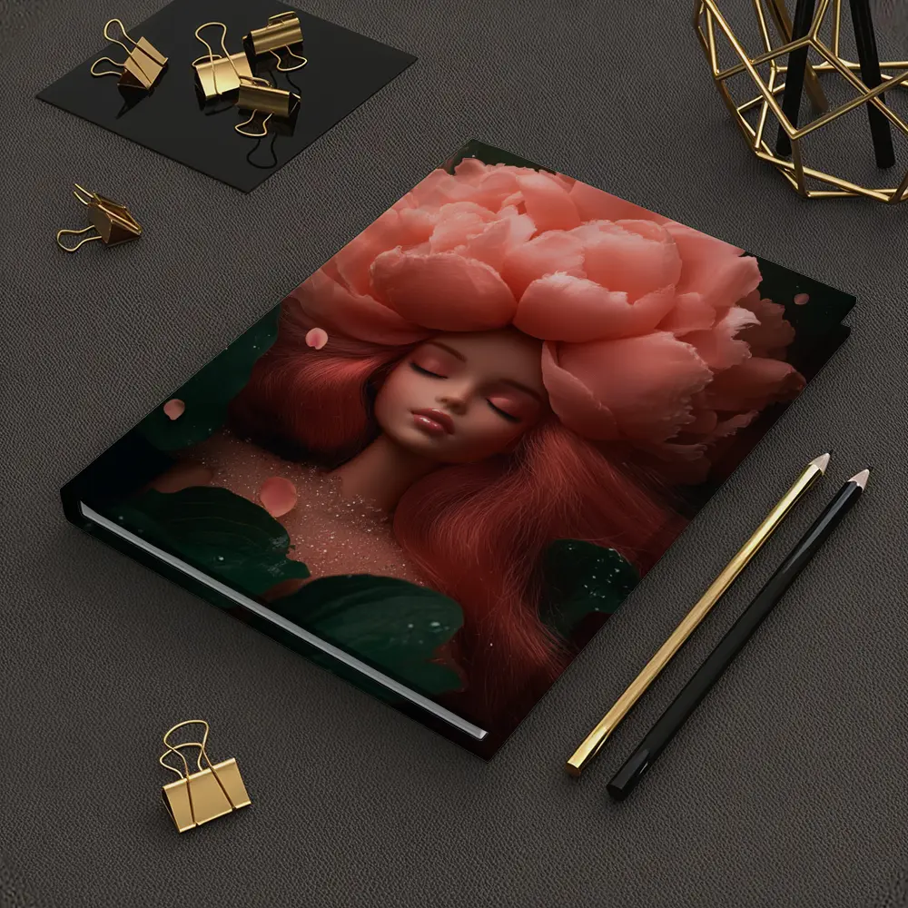 Peony Flower Woman Fantasy Art Dark Garden – Notebooks
