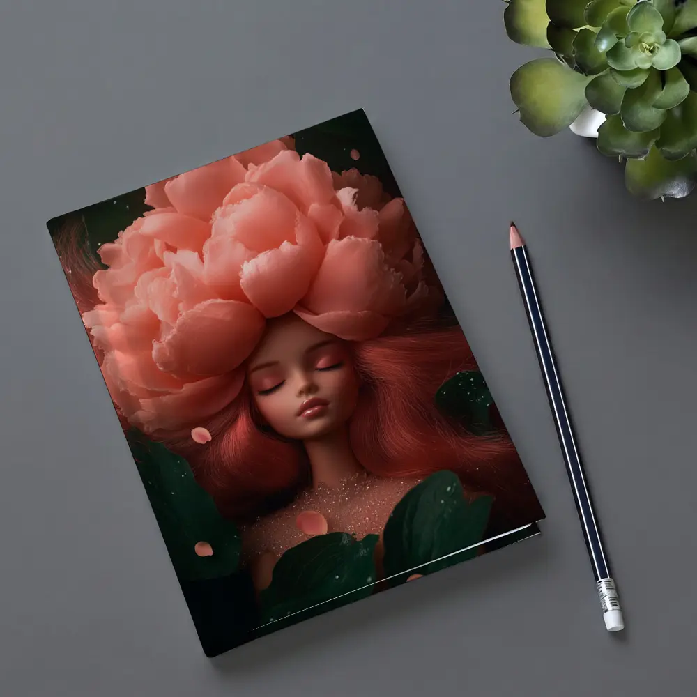 Peony Flower Woman Fantasy Art Dark Garden – Notebooks