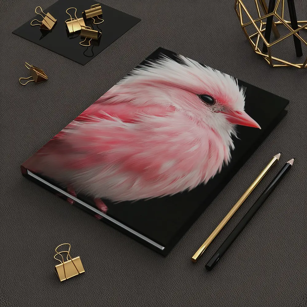 Pink Bird White Crest Dark Background – Notebooks