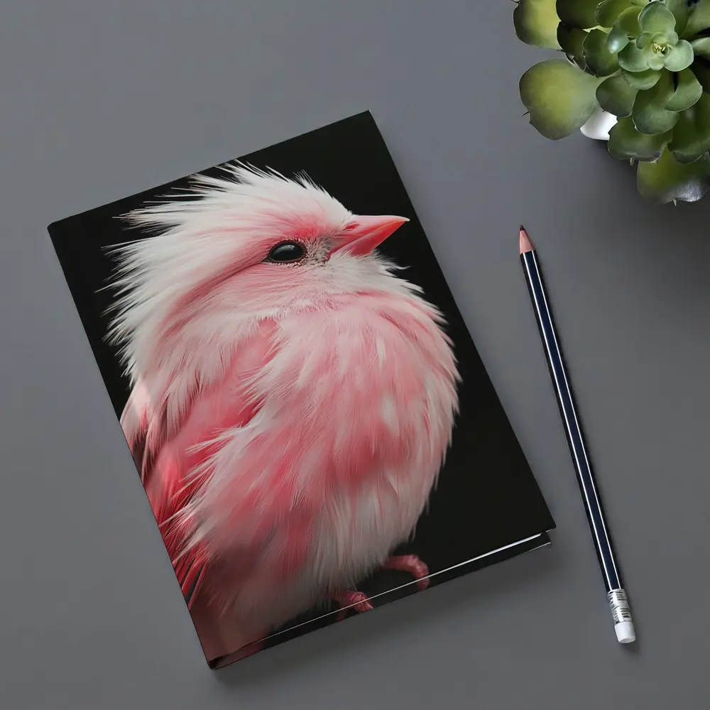 Pink Bird White Crest Dark Background – Notebooks