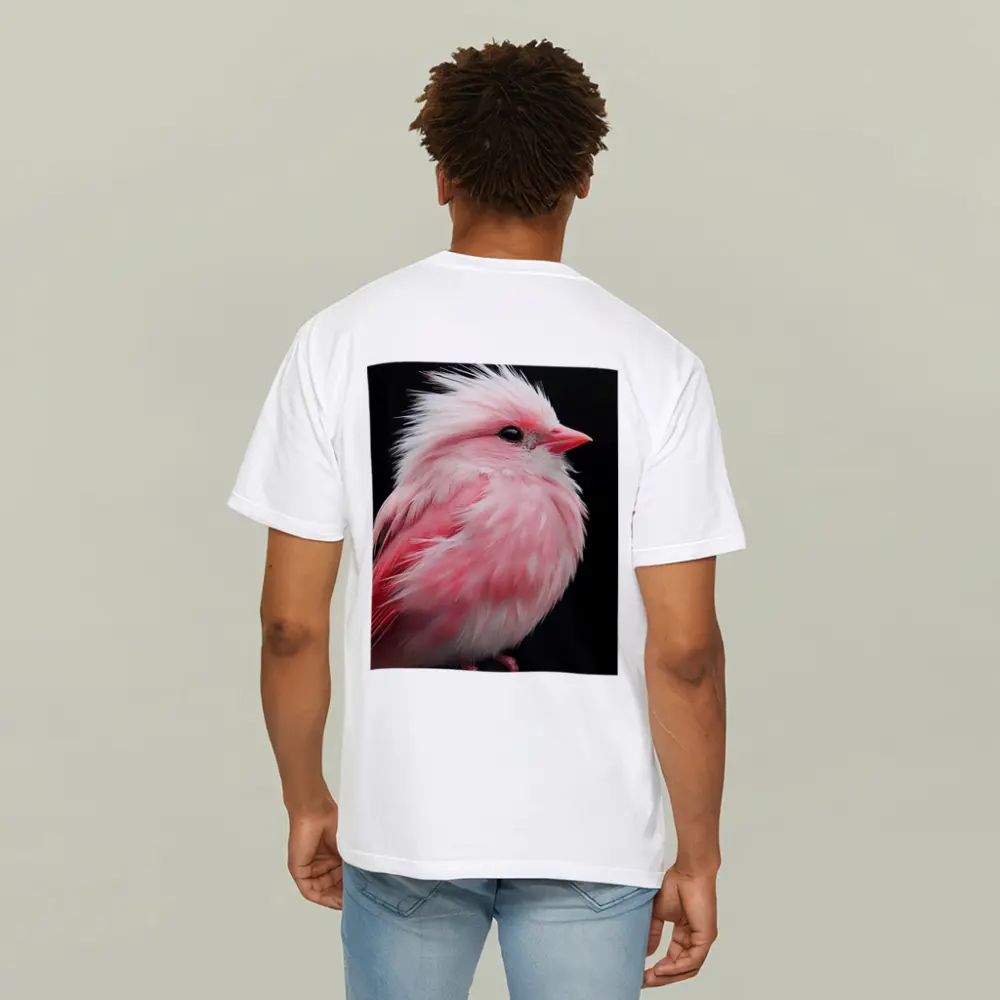 Pink Bird White Crest Dark Background – T-Shirts