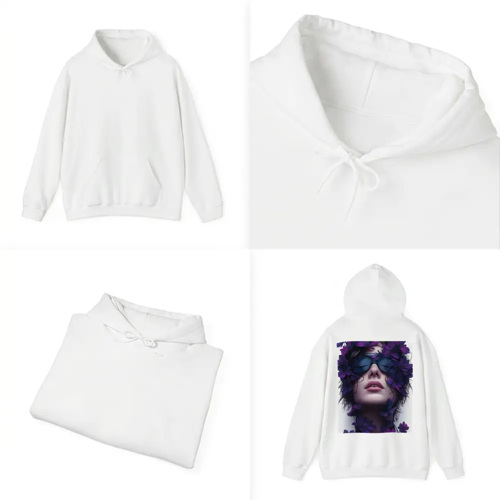 Woman Portrait Purple Flowers Fashion Art – Hoodies