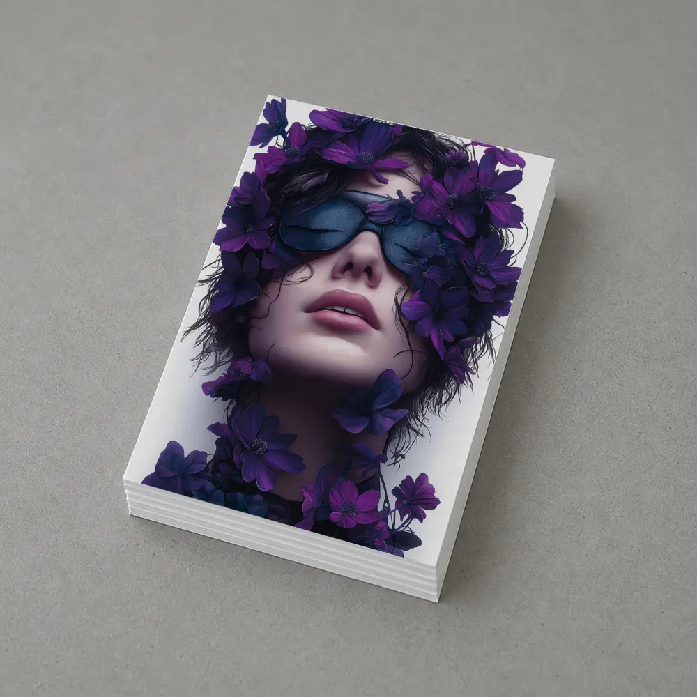 Woman Portrait Purple Flowers Fashion Art – Postcards