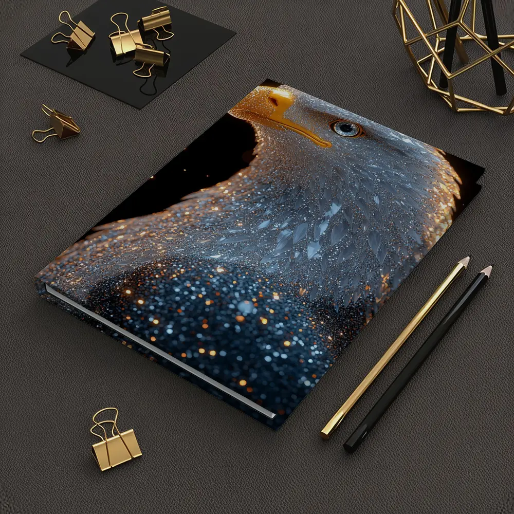 Bald Eagle Glitter Dark Black Background – Notebooks