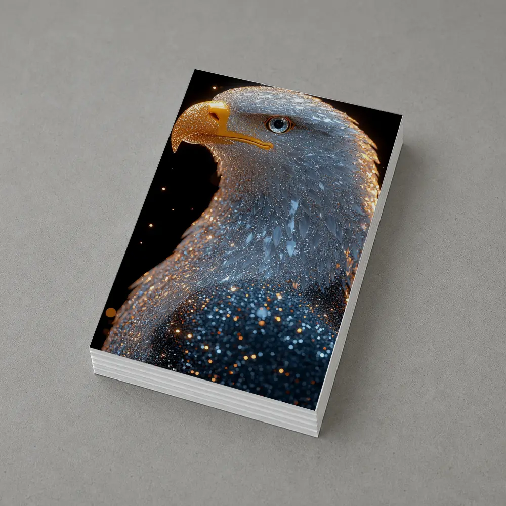 Bald Eagle Glitter Dark Black Background – Postcards