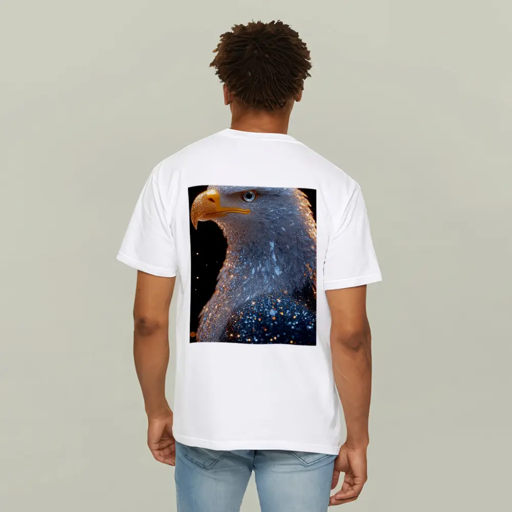 Bald Eagle Glitter Dark Black Background – T-Shirts