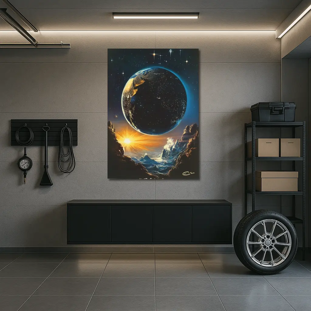 Earth From Space Cosmic Fantasy Painting – Wall Art