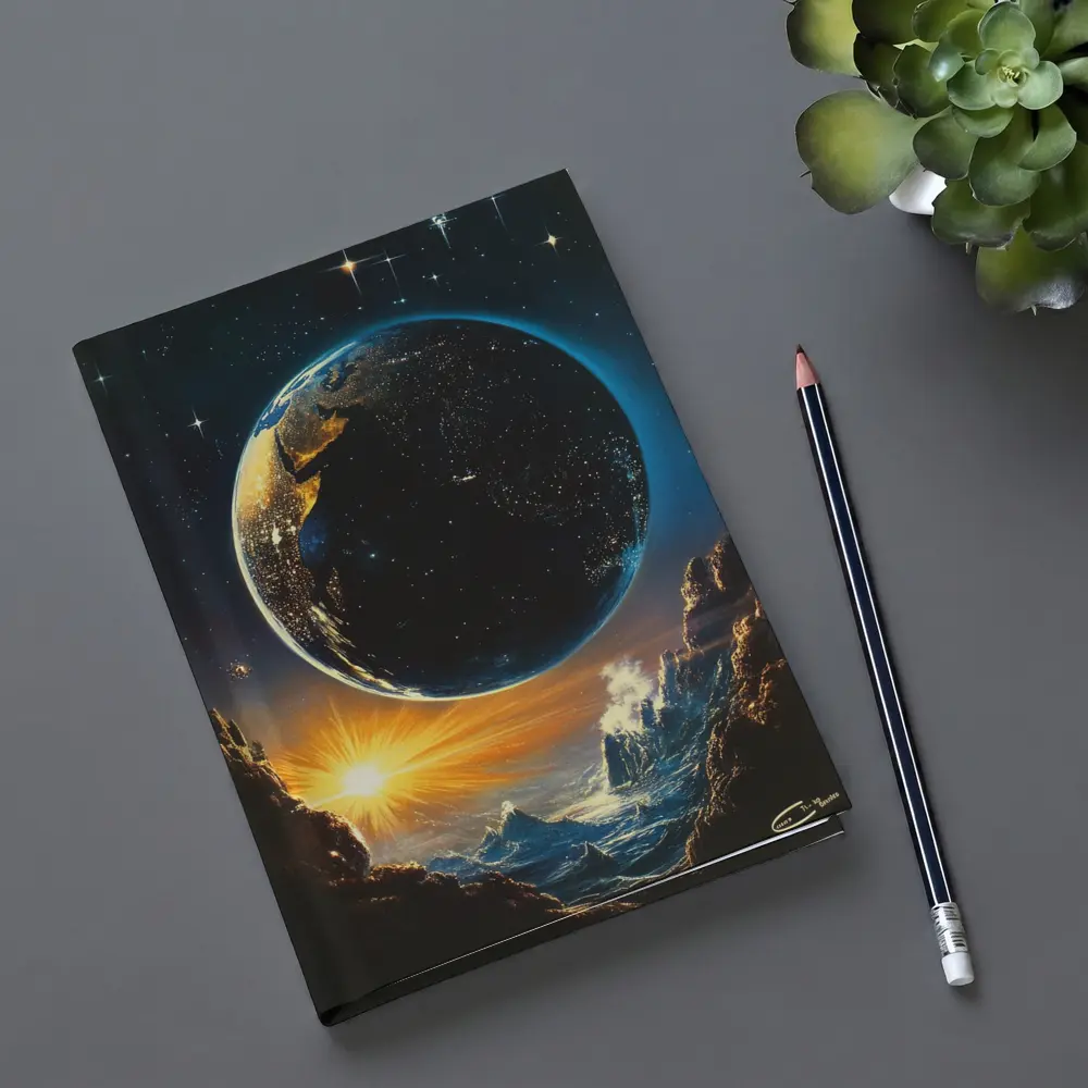Earth From Space Cosmic Fantasy Painting – Notebooks