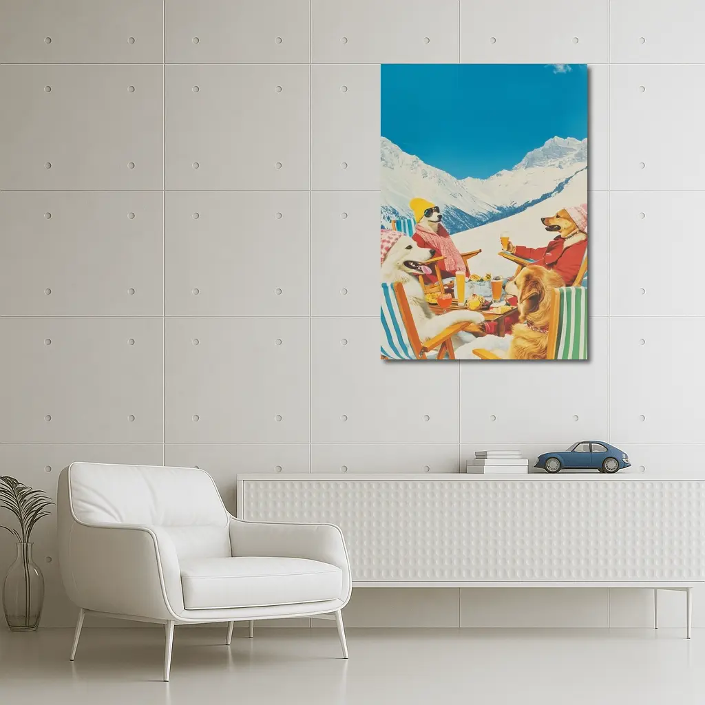 Dogs Relaxing Apres Ski Snowy Mountains – Wall Art