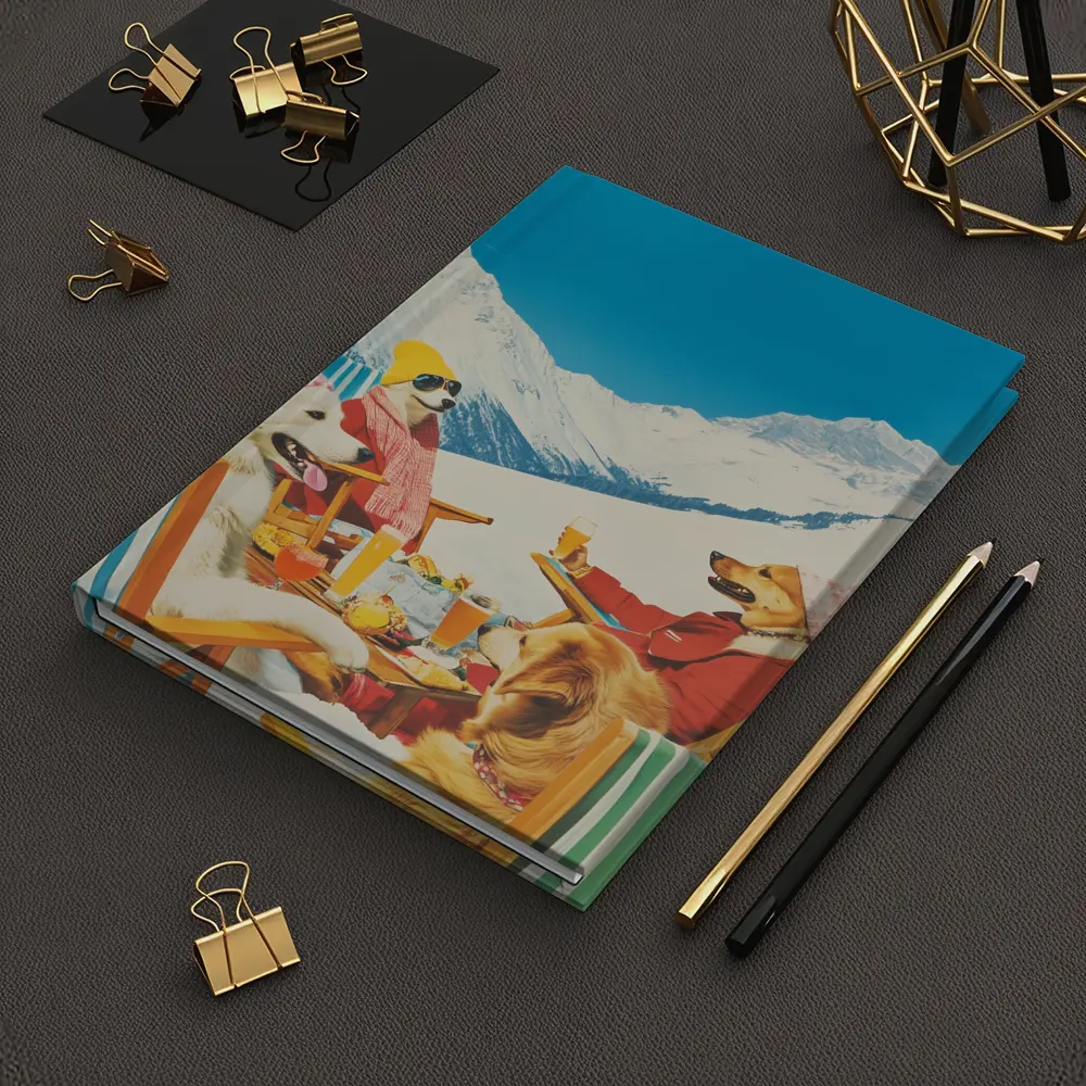 Dogs Relaxing Apres Ski Snowy Mountains – Notebooks
