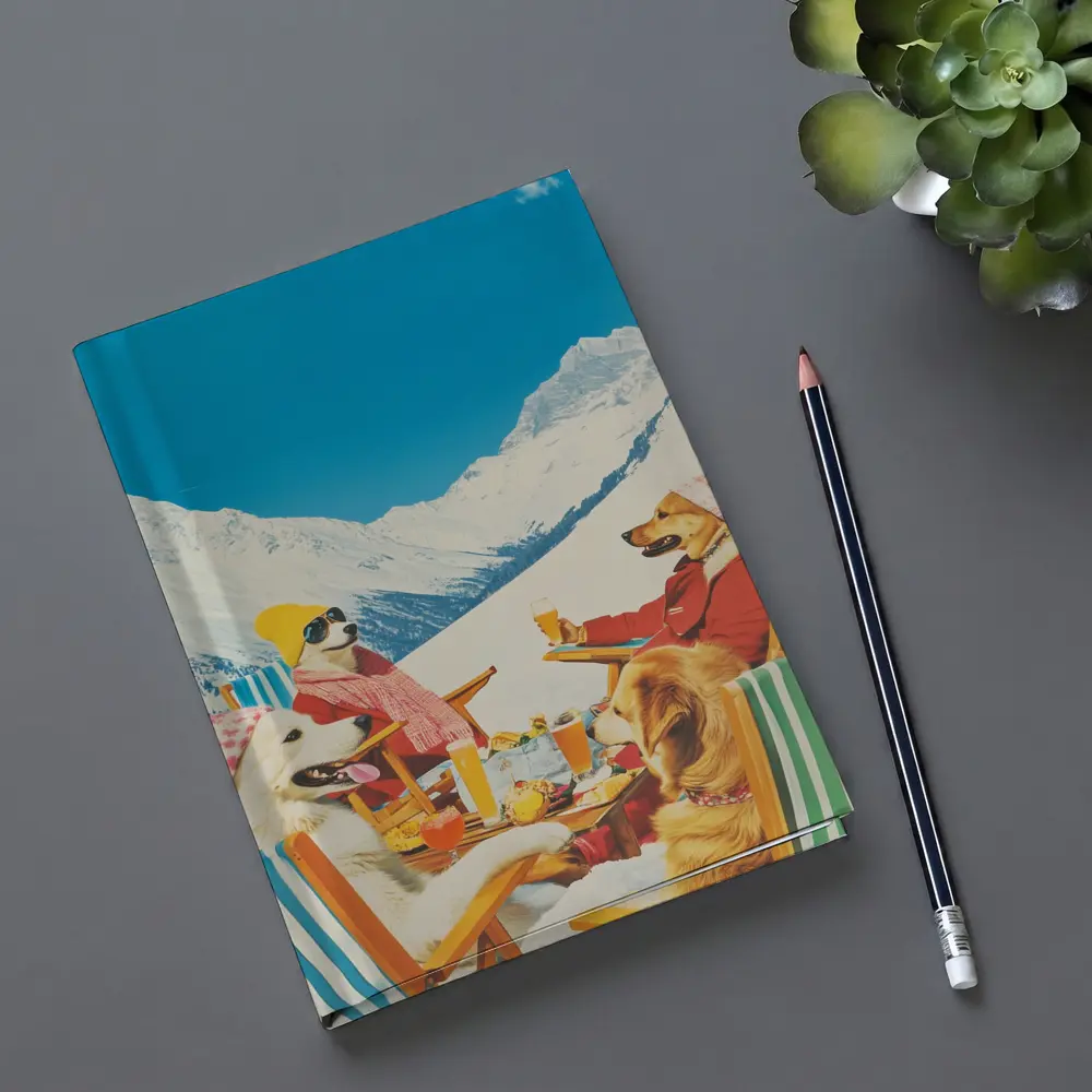 Dogs Relaxing Apres Ski Snowy Mountains – Notebooks
