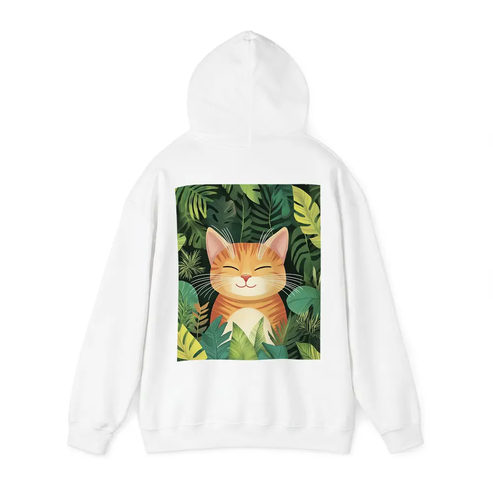 Happy Orange Tabby Cat Tropical Jungle Leaves – Hoodies
