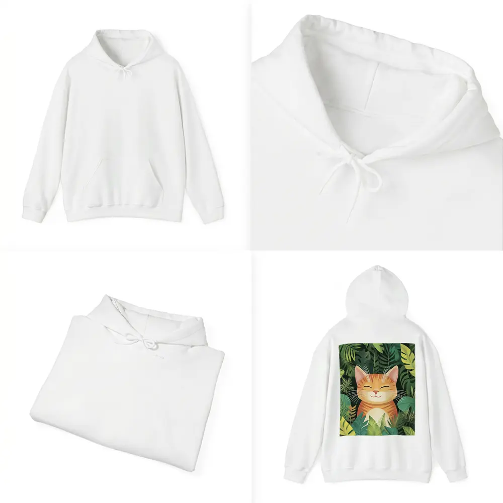 Happy Orange Tabby Cat Tropical Jungle Leaves – Hoodies