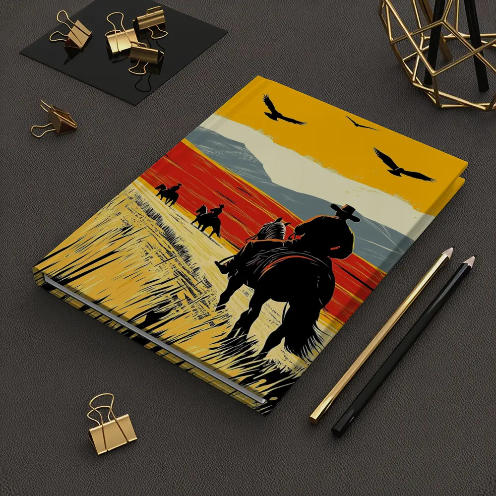 Cowboys Riding Horses Open Western Plains – Notebooks
