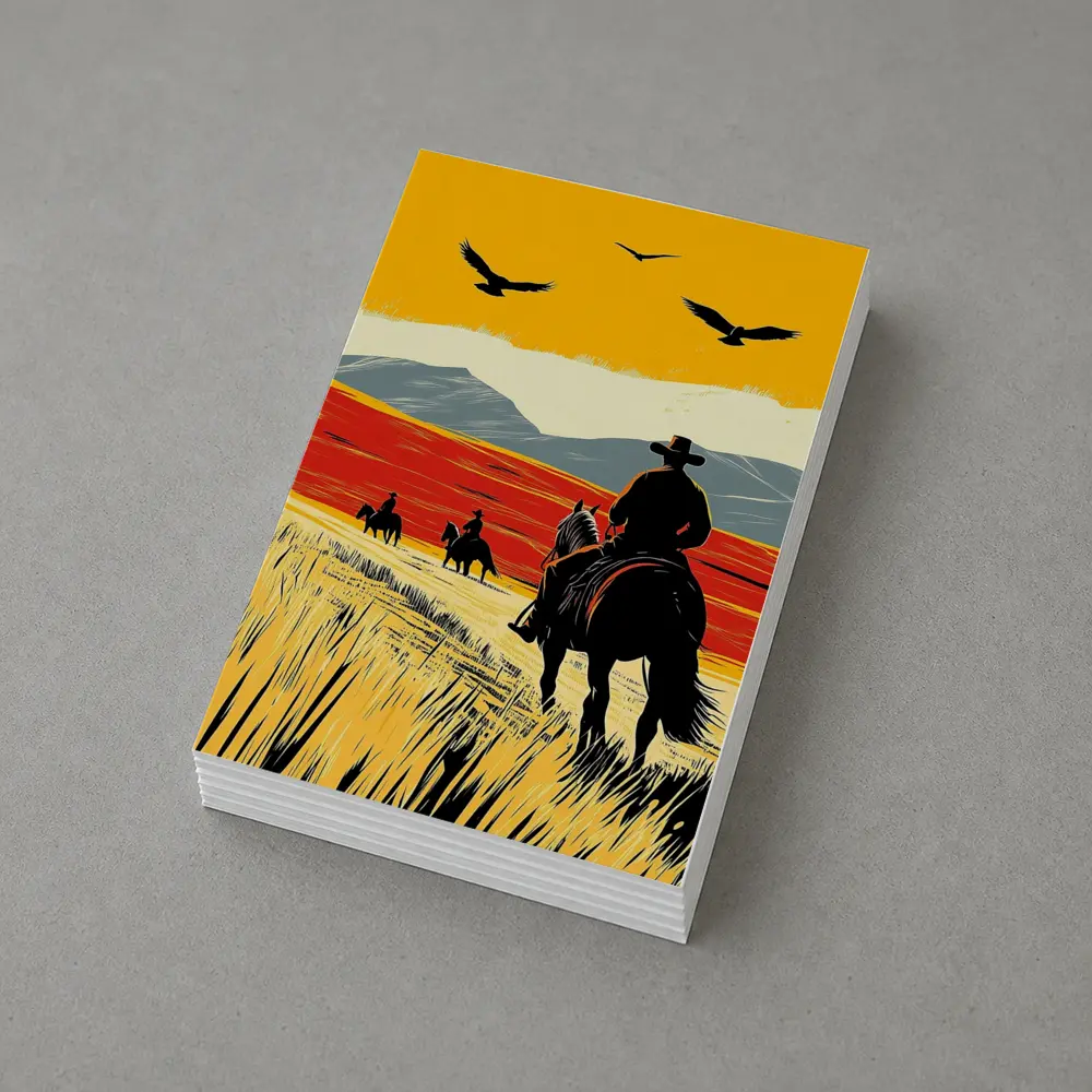 Cowboys Riding Horses Open Western Plains – Postcards