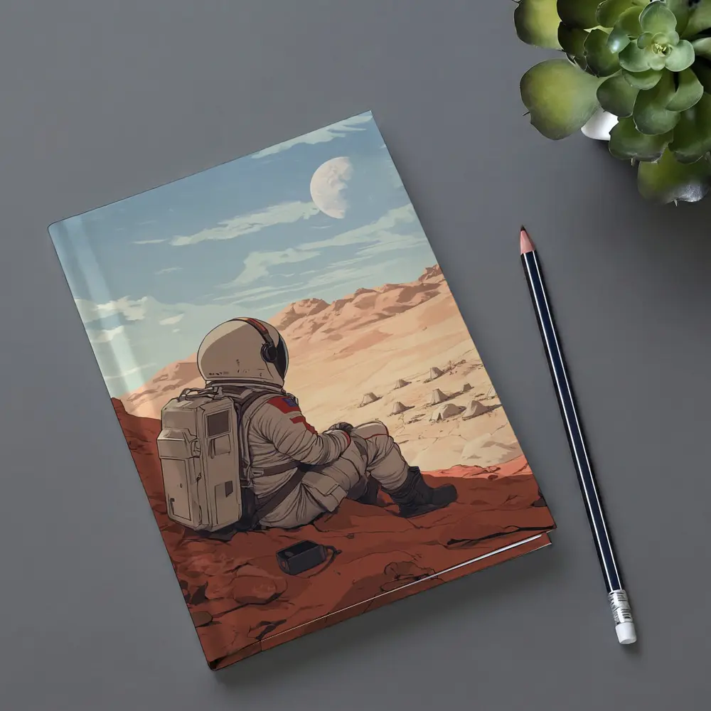 Astronaut Sitting on Mars Anime Art – Notebooks