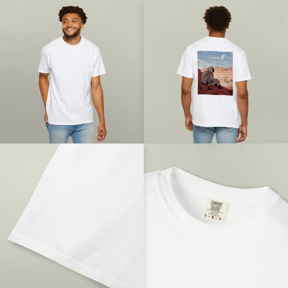 Astronaut Sitting on Mars Anime Art – T-Shirts
