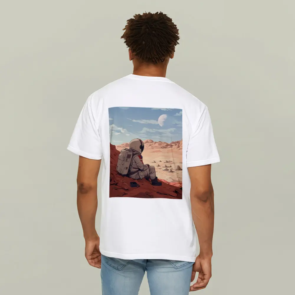Astronaut Sitting on Mars Anime Art – T-Shirts