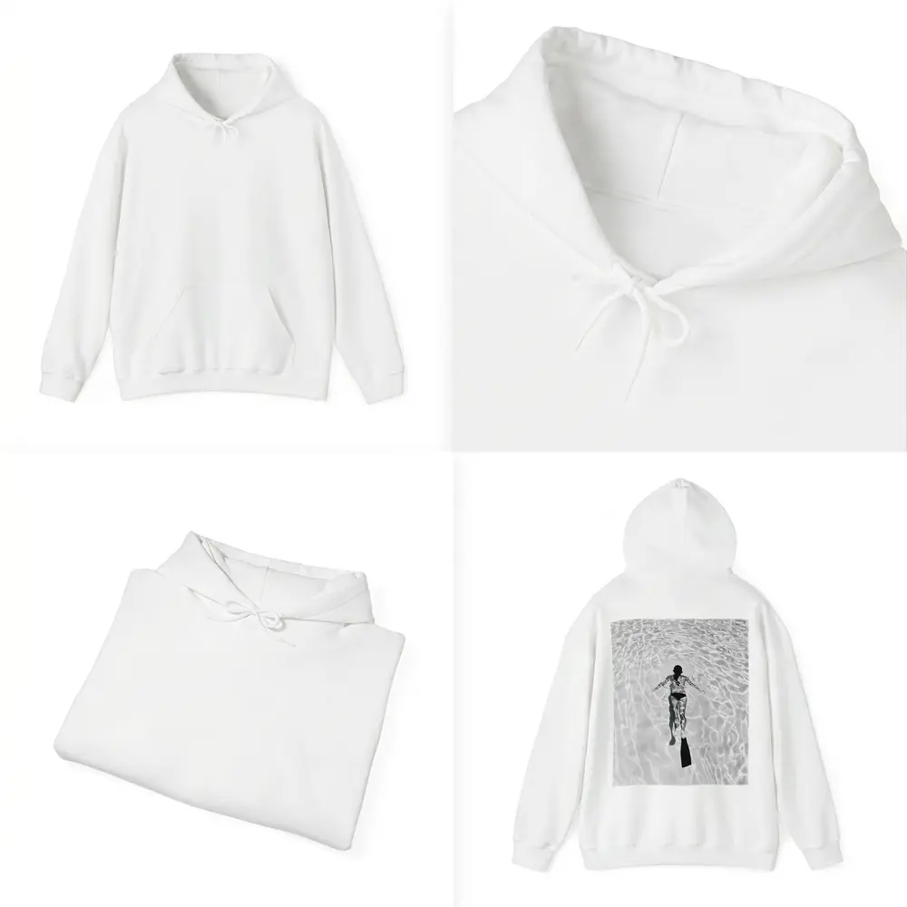 Woman Snorkeling Underwater Black White Photography – Hoodies