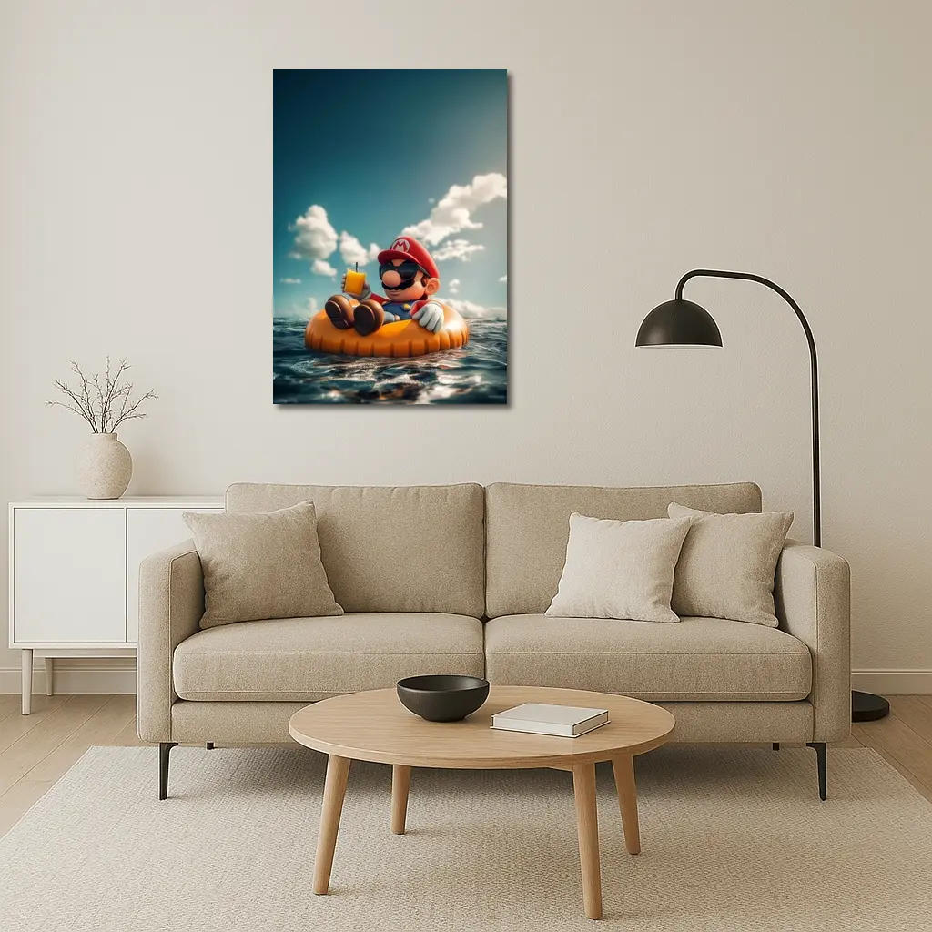 Mario Relaxing On Float Ocean Summer – Wall Art