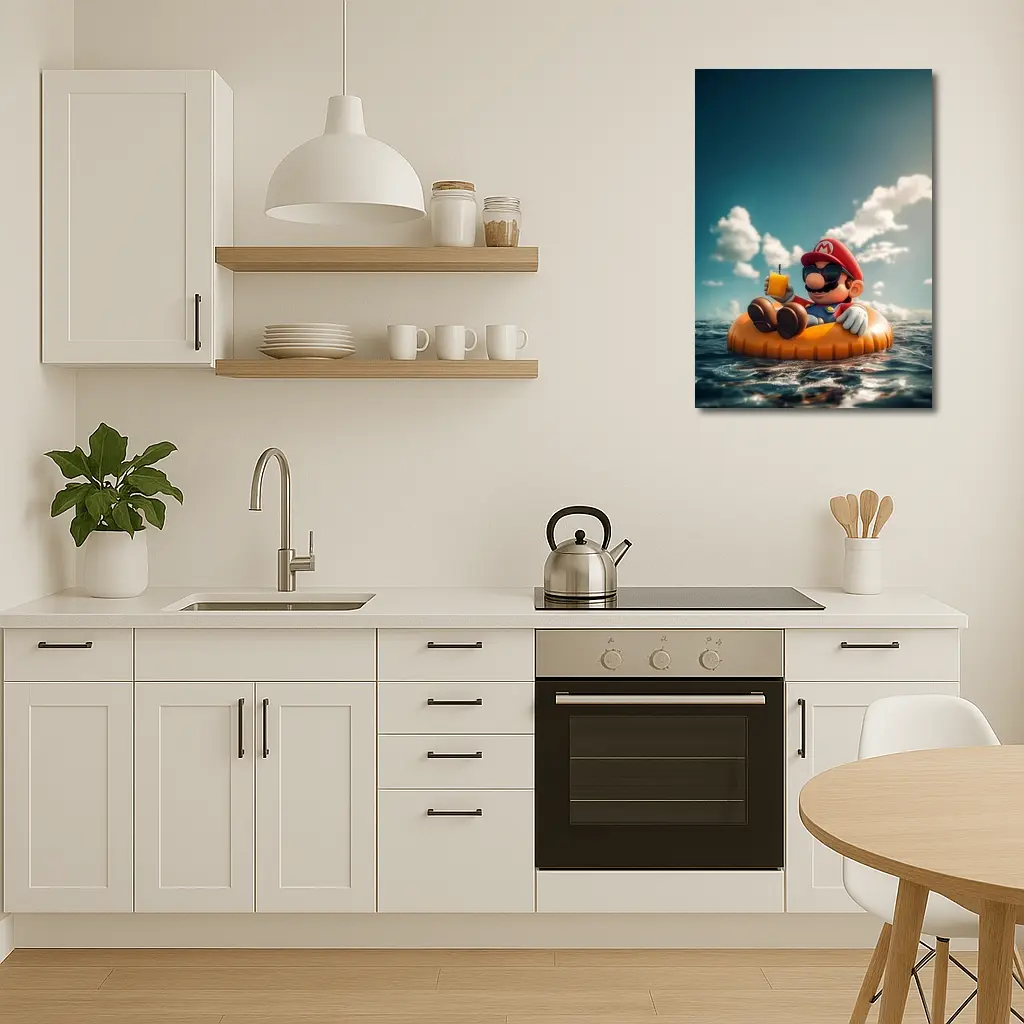 Mario Relaxing On Float Ocean Summer – Wall Art